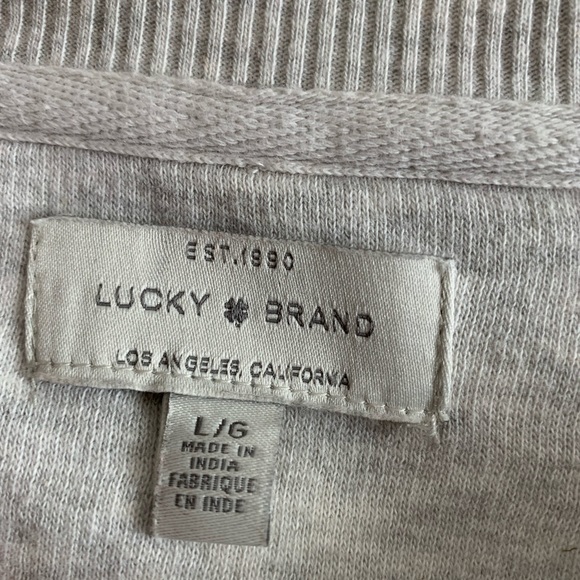 Lucky Brand White Gray Stripes Top Size Large - Picture 9 of 16